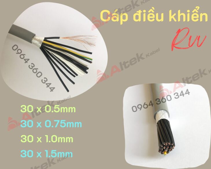 Cáp điều khiển nhiều lõi 30×0.5mm CU/PVC/PVC