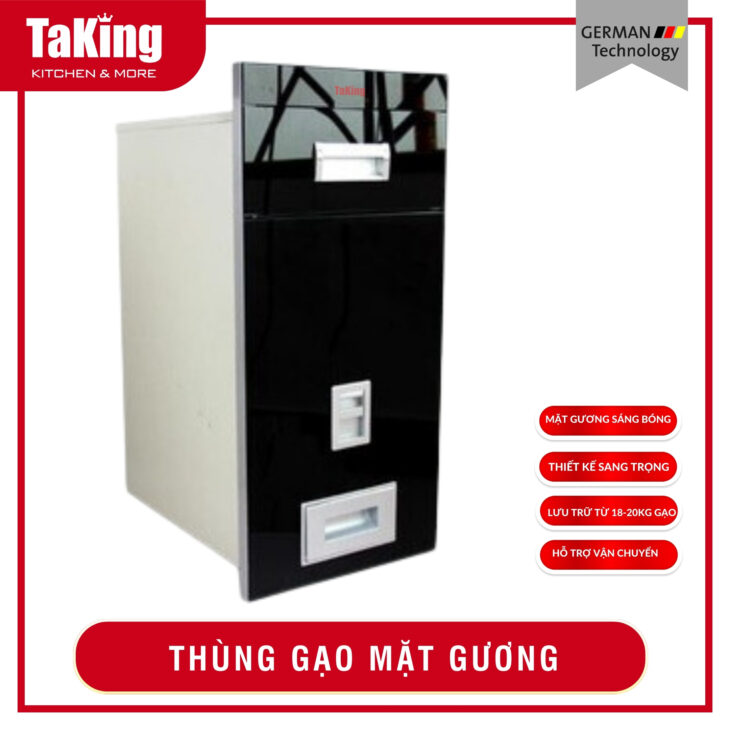 THÙNG ĐỰNG GẠO MẶT GƯƠNG TAKING, CHẤT LIỆU CAO CẤP, HIỆN ĐẠI