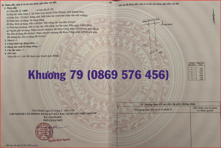 Bán nhà tại xã diên sơn, diên khánh, khánh hoà