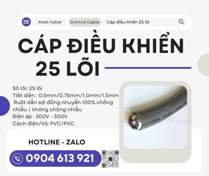 Cáp điều khiển/ cáp tín hiệu 25×0.5mm chống nhiễu Altek Kabel