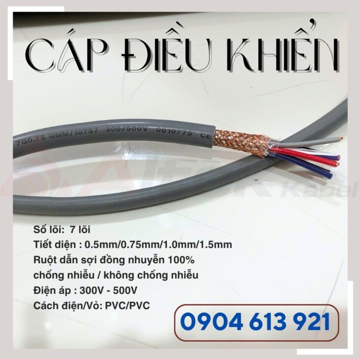 Cáp điện 7 lõi, cáp điều khiển 7×0.5mm/7×0.75mm/7×1.0mm/7×1.5 Altek Kabel