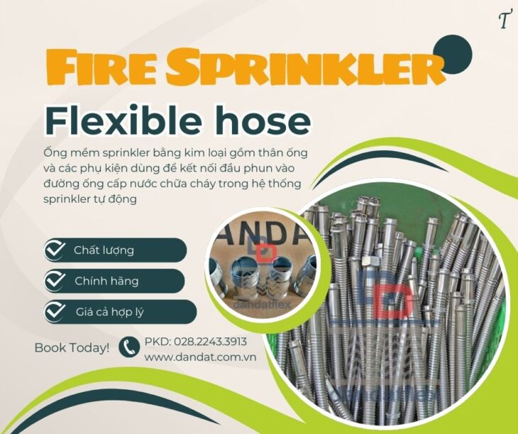 Dây nối mềm inox cho sprinkler,ống mềm inox nối đầu phun chữa cháy,ống mềm sprinkler dùng trong PCCC