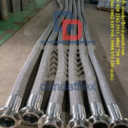 Khớp nối mềm ống inox 316 + lưới inox 304 2 đầu mặt bích, khớp nối chống rung, khớp nối mềm inox