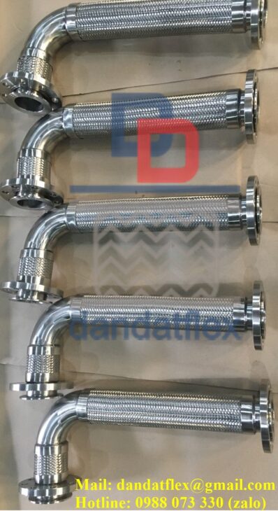 Khớp nối mềm ống inox 316 + lưới inox 304 2 đầu mặt bích, khớp nối chống rung, khớp nối mềm inox