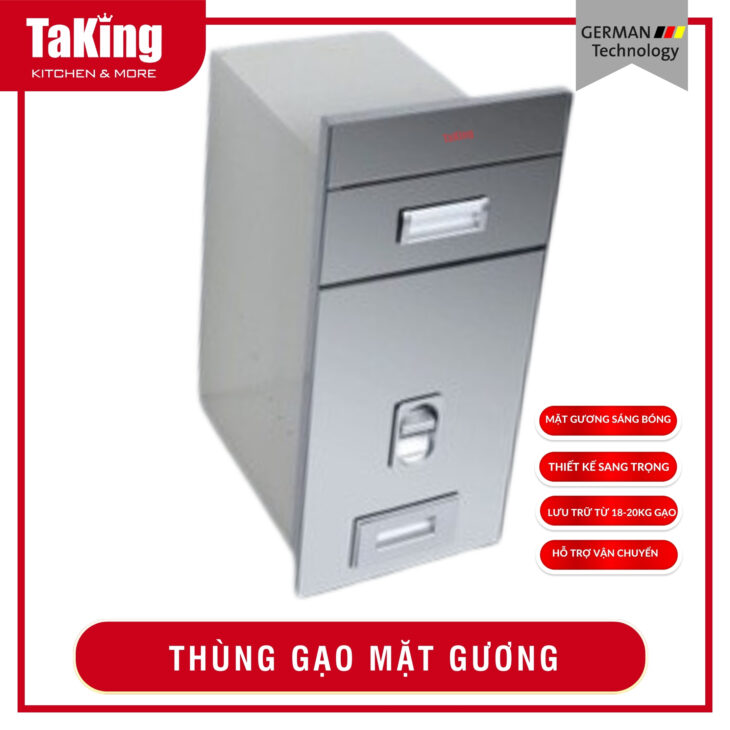THÙNG ĐỰNG GẠO MẶT GƯƠNG TAKING, CHẤT LIỆU CAO CẤP, HIỆN ĐẠI
