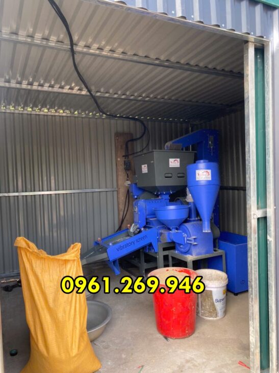 Máy chà lúa, xát gạo liên hoàn 600kg/h có gàu tải Turbo TBX800 lắp đặt tại Bắc Giang