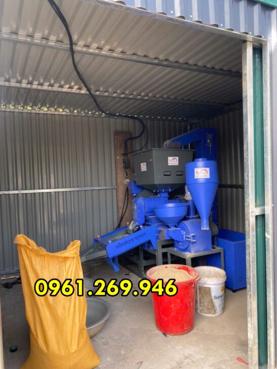 Máy chà lúa, xát gạo liên hoàn 600kg/h có gàu tải Turbo TBX800 lắp đặt tại Bắc Giang