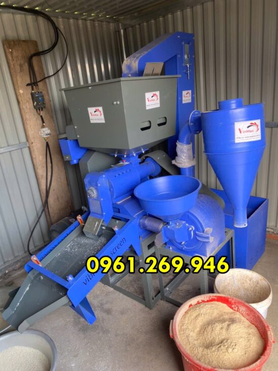 Máy chà lúa, xát gạo liên hoàn 600kg/h có gàu tải Turbo TBX800 lắp đặt tại Bắc Giang