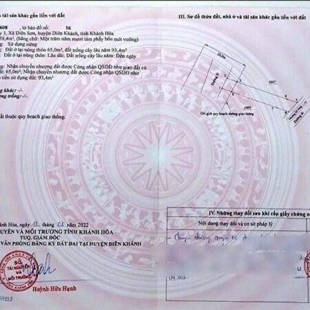 Bán Nền Đất Sổ Hồng Riêng Tại Diên Sơn Diên Khánh Khánh Hoà