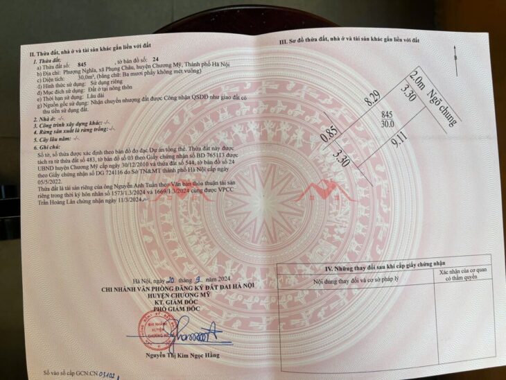 GIÁ 1,980 TỶ ĐẤT TẠI PHỤNG CHÂU-CHƯƠNG MỸ D/T:30M