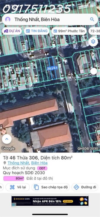 Lô đất d2d phuờng Thống Nhất – Biên Hoà, Đường N2 ngay sau Võ Thị Sáu