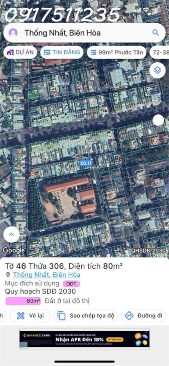 Lô đất d2d phuờng Thống Nhất – Biên Hoà, Đường N2 ngay sau Võ Thị Sáu