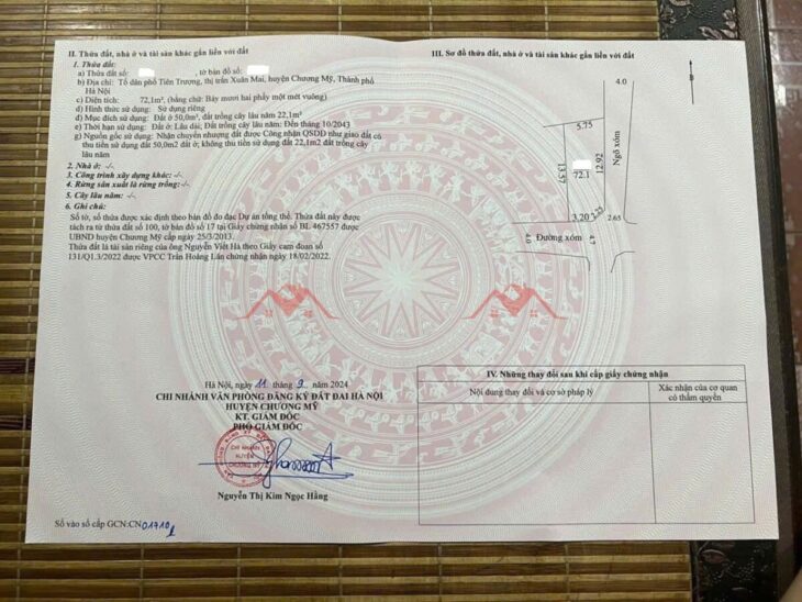 SIÊU PHẨM GIÁ 2,050 TỶ ĐẤT TẠI TT XUÂN MAI-CHƯƠNG MỸ D/T:72,1M