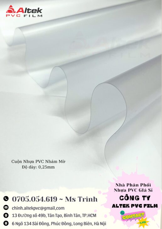 Bảng giá cuộn nhựa pvc khổ lớn, màng NHÁM MỜ