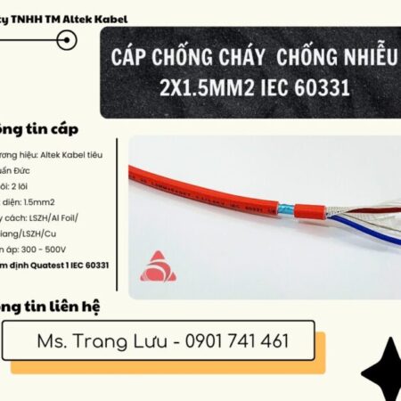 Cáp chống cháy chống nhiễu 2×1.5 kiểm định Quatest 1 IEC 60331