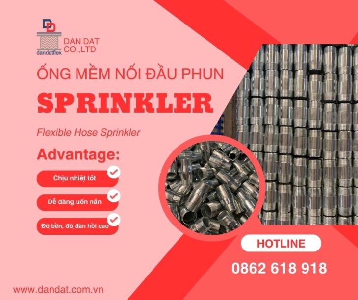 ỐNG MỀM NỐI ĐẦU PHUN SPRINKLER, ỐNG MỀM SPRINKLER, Khớp Nối Mềm Inox Dùng Cho Đầu Sprinkler