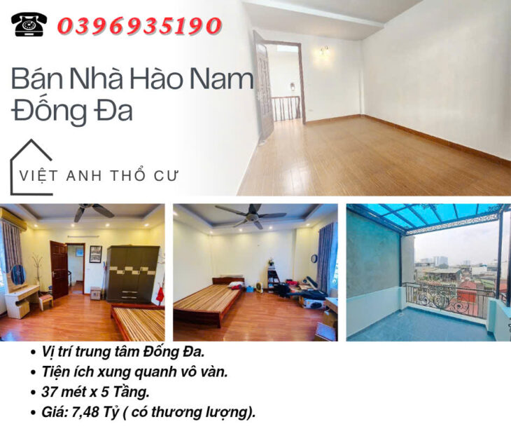 Bán nhà Hào Nam Đống Đa, Nhà Dân Xây, Vị Trí Đẹp, 37mx5T, Giá: 7,48 Tỷ, Lh: 0396935190.