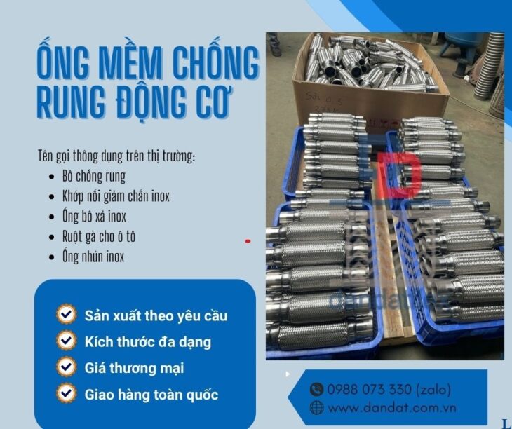 Ruột gà ống xả các loại xe, Bô chống rung, Ống xả mềm ô tô, Khớp nối inox, Ống xả mềm chịu nhiệt