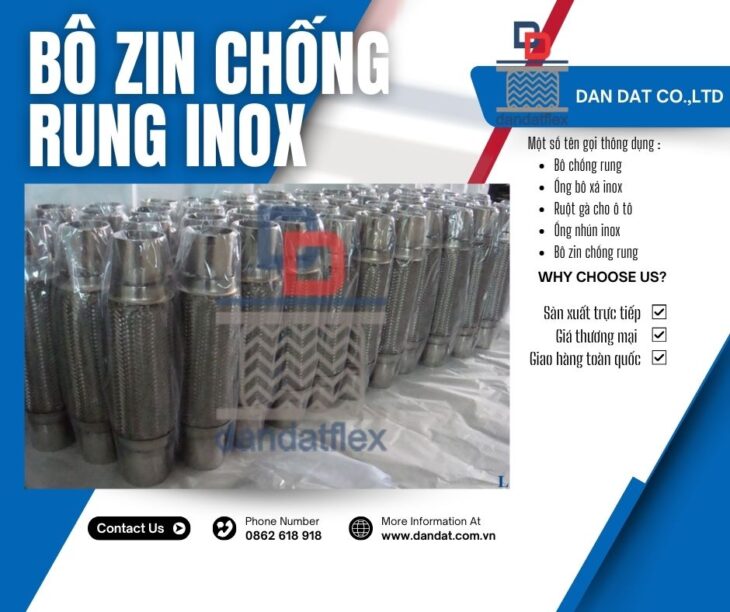 Ruột gà ống xả các loại xe, Bô chống rung, Ống xả mềm ô tô, Khớp nối inox, Ống xả mềm chịu nhiệt