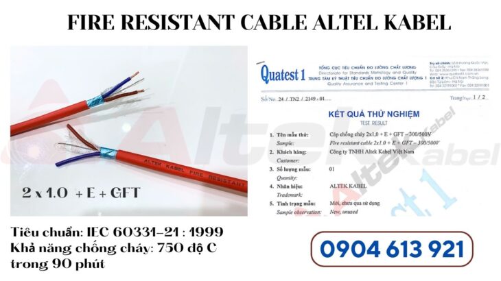 Cáp chống cháy chống nhiễu 2×1.5 đạt tiêu chuẩn IEC 60331-21