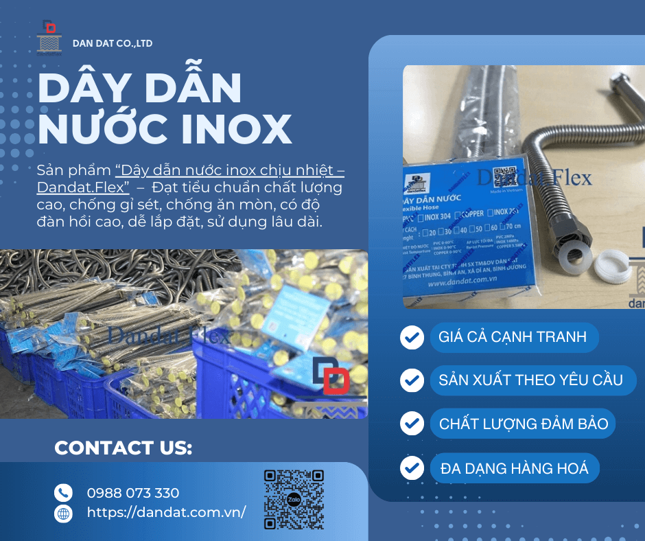 Dây Dẫn Nước Chịu Nhiệt Cho Bình Nóng Lạnh| Dây Dẫn Nước Chịu Nhiệt inox, dây dẫn nước inox