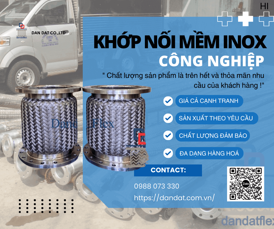 Khớp Nối Mềm Inox Công Nghiệp, Khớp Nối Giảm Rung Inox 304, Khớp nối mềm cho đường ống dẫn hơi