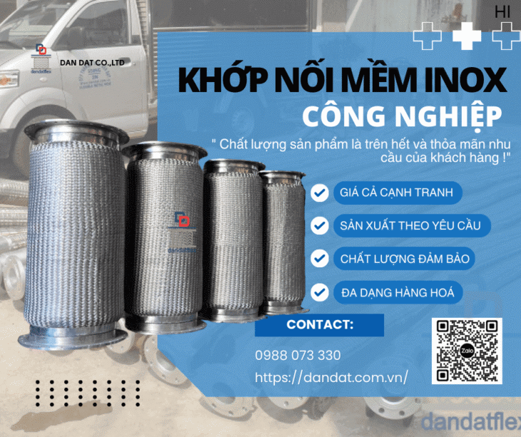 Khớp Nối Mềm Inox Công Nghiệp, Khớp Nối Giảm Rung Inox 304, Khớp nối mềm cho đường ống dẫn hơi