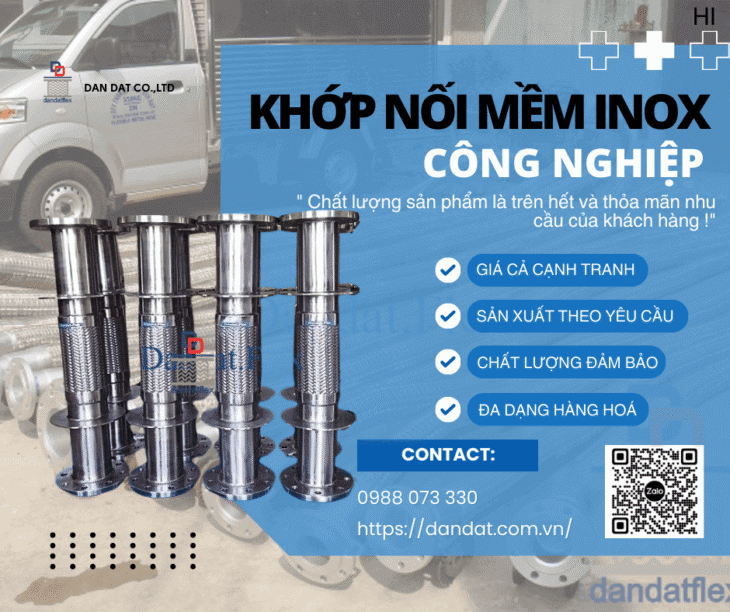 Khớp Nối Mềm Inox Công Nghiệp, Khớp Nối Giảm Rung Inox 304, Khớp nối mềm cho đường ống dẫn hơi