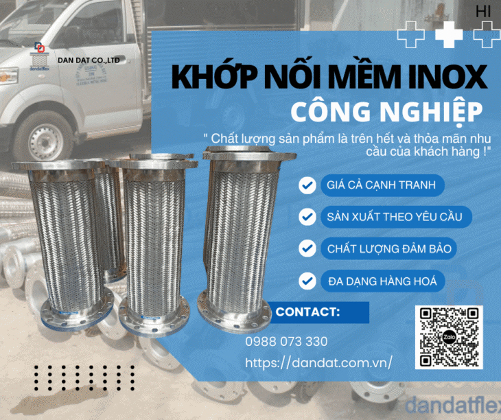 Khớp Nối Mềm Inox Công Nghiệp, Khớp Nối Giảm Rung Inox 304, Khớp nối mềm cho đường ống dẫn hơi