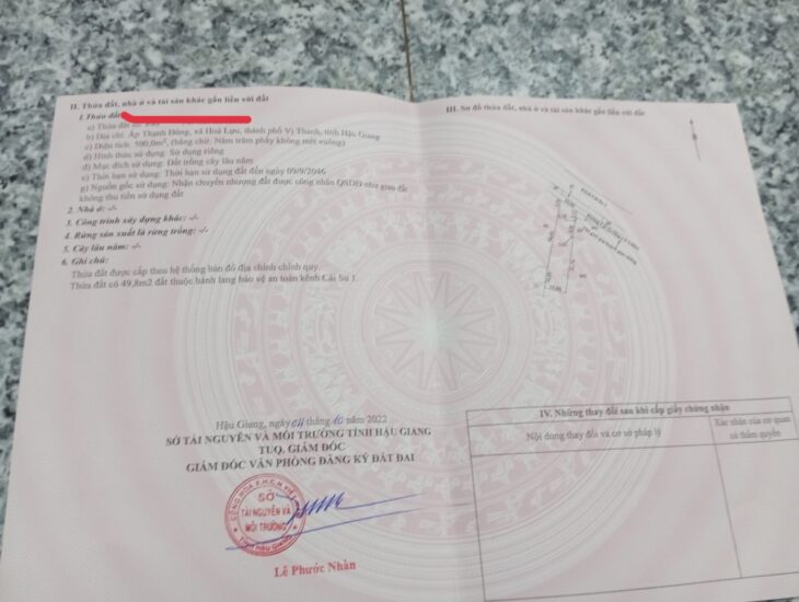 Cần bán gấp đất nền tại ấp Đông Thạnh, xã Hoả Lựu, TP Vị Thanh, tỉnh Hậu Giang (gần chợ Hoả Lựu).