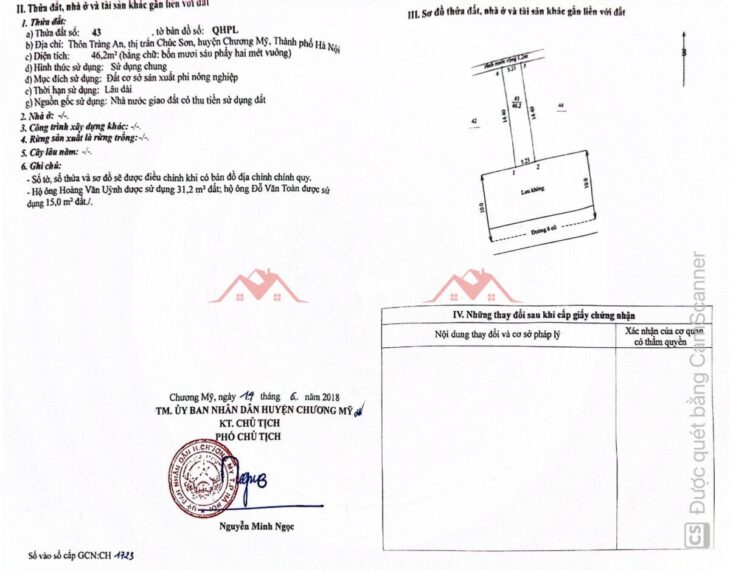 SIÊU PHẨM GIÁ 5,1 TỶ ĐẤT TẠI TT CHÚC SƠN-CHƯƠNG MỸ D/T: 46,2M