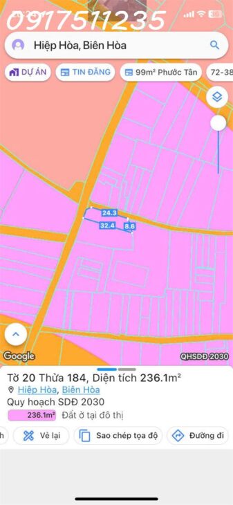 Đất Góc 2MT P.Hiệp Hoà gần Cầu Thống Nhất. Thành phố Biên Hòa 0917511235