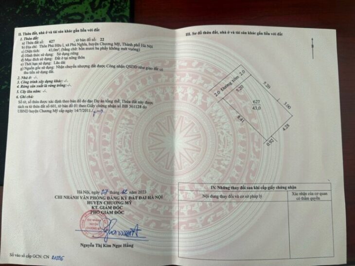 SIÊU PHẨM GIÁ 1,8 TỶ ĐẤT TẠI KHU CÔNG NGHIỆP PHÚ NGHĨA-CHƯƠNG MỸ D/T;43M