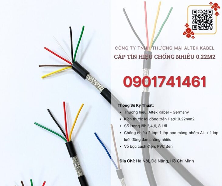 Cáp tín hiệu chống nhiễu 8×0.22 Đà Nẵng, Hà Nội, Hồ Chí Minh