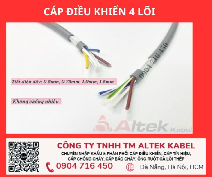 Cáp nguồn, cáp tín hiệu 4 lõi Altek Kabel Hà Nội, Bắc Ninh, Bắc Giang