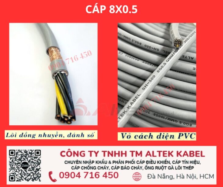 Cáp tín hiệu 8 lõi, 8×0.5, 8×0.75, 8×1.0, 8×1.5 Altek Kabel