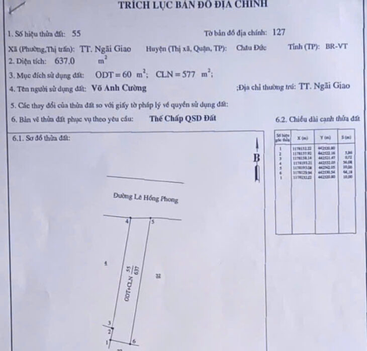 SỞ HỮU ĐẤT ĐẸP CHÍNH CHỦ – GIÁ Tốt – Vị Trí Tại : Thị Trấn Ngãi Giao – Châu Đức – Bà Rịa Vũng Tàu