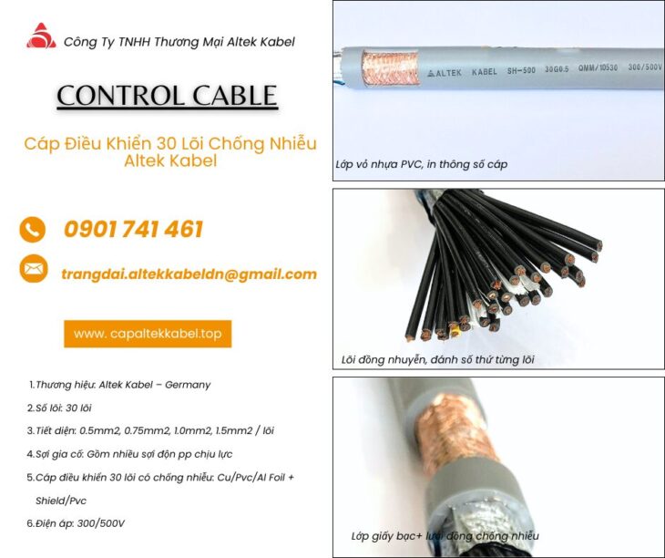 Cáp Điều Khiển 30 Lõi Altek Kabel