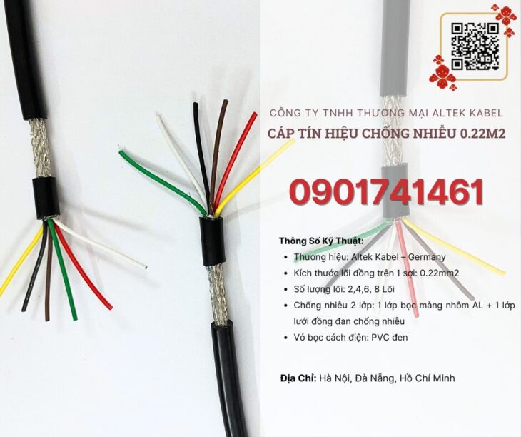 Cáp tín hiệu chống nhiễu 8×0.22 Đà Nẵng, Hà Nội, Hồ Chí Minh