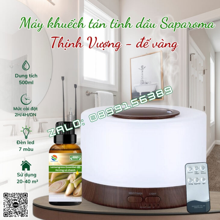 MÁY PHUN SƯƠNG XÔNG TINH DẦU SAPAROMA, HỖ TRỢ KHỬ MÙI, THƠM PHÒNG, BÙ ẨM, XUA ĐUỔI MUỖI, CÔN TRÙNG