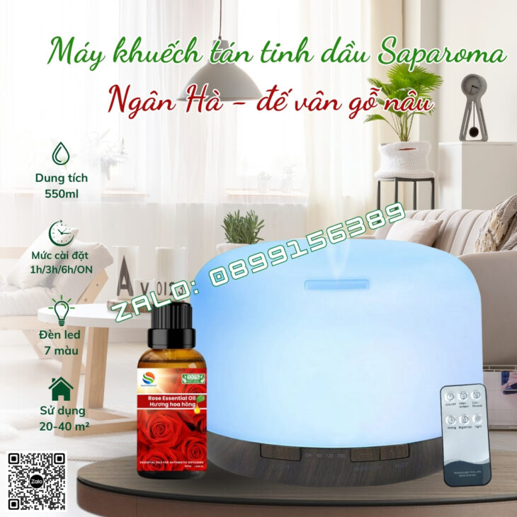 MÁY PHUN SƯƠNG XÔNG TINH DẦU SAPAROMA, HỖ TRỢ KHỬ MÙI, THƠM PHÒNG, BÙ ẨM, XUA ĐUỔI MUỖI, CÔN TRÙNG