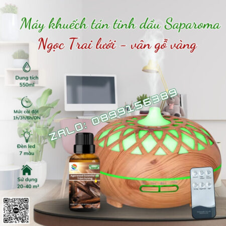MÁY KHUẾCH TÁN TINH DẦU SAPAROMA, HỖ TRỢ KHỬ MÙI, THƠM PHÒNG, BÙ ẨM, XUA ĐUỔI MUỖI, CÔN TRÙNG