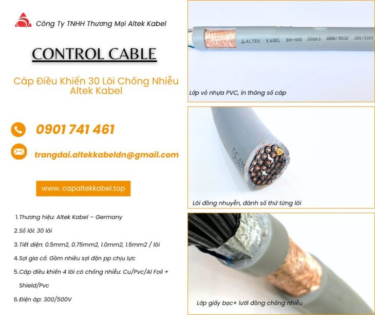 Cáp Điều Khiển 30 Lõi Altek Kabel