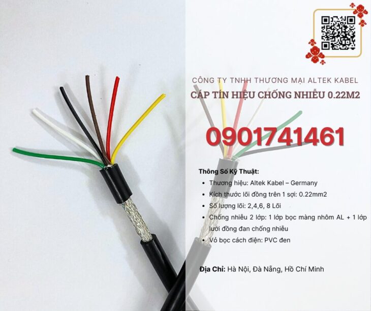 Cáp tín hiệu chống nhiễu 8×0.22 Đà Nẵng, Hà Nội, Hồ Chí Minh