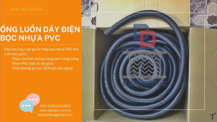 Ống ruột gà inox, ống luồn dây điện bọc nhựa PVC, ống ruột gà lõi thép bọc nhựa – bọc lưới