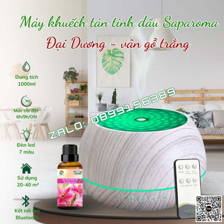 MÁY KHUẾCH TÁN TINH DẦU SAPAROMA, HIỆU ỨNG LỬA, LED 7 MÀU, LOA BLUETOOTH, THƠM PHÒNG, THƯ GIÃN