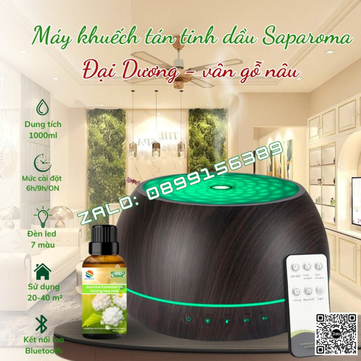 MÁY KHUẾCH TÁN TINH DẦU SAPAROMA, HIỆU ỨNG LỬA, LED 7 MÀU, LOA BLUETOOTH, THƠM PHÒNG, THƯ GIÃN