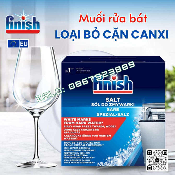 CHẤT TRỢ RỬA CHUYÊN DÙNG CHO MÁY RỬA BÁT FINISH – MUỐI LÀM MỀM NƯỚC, NƯỚC LÀM BÓNG TRỢ XẢ