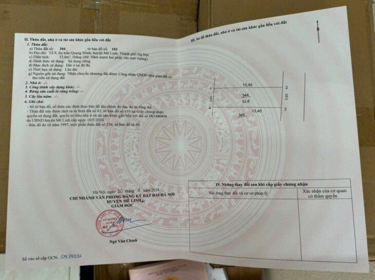 ĐẤT ĐEP TỔ 9 (TỔ 10 CŨ), TT QUANG MINH, MÊ LINH – GIÁ ĐẦU TƯ