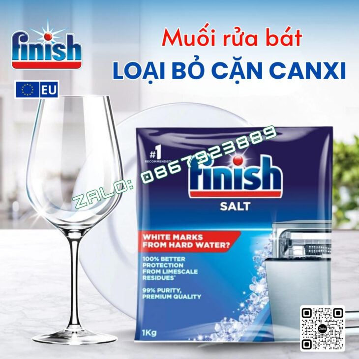 CHẤT TRỢ RỬA CHUYÊN DÙNG CHO MÁY RỬA BÁT FINISH – MUỐI LÀM MỀM NƯỚC, NƯỚC LÀM BÓNG TRỢ XẢ